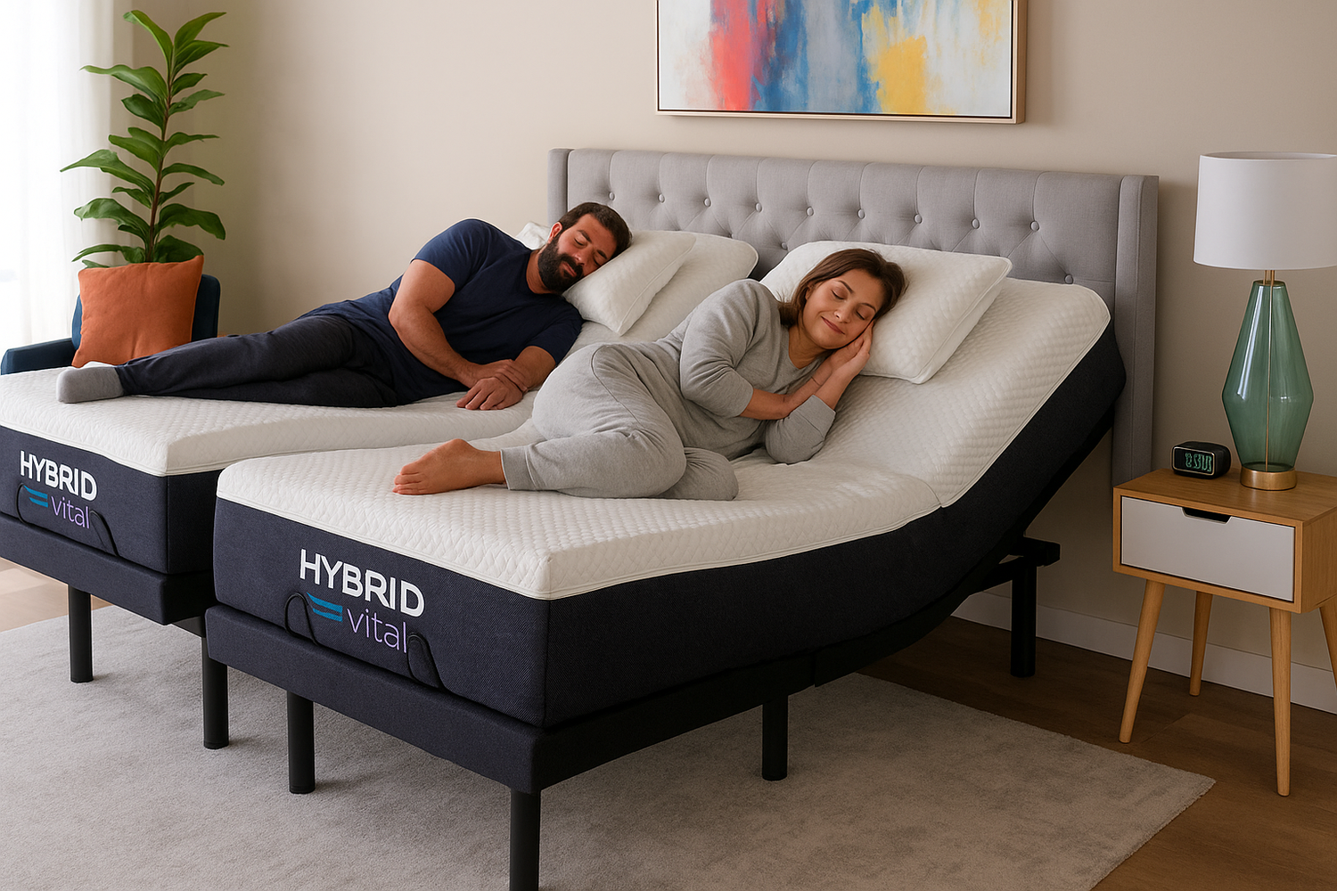 cama eléctrica ajustable, con control remoto independiente, cama eléctrica ajustable para parejas con movimiento individual