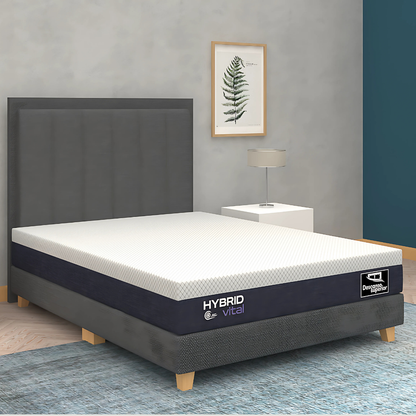 Colchón Hybrid Vital instalado en habitación - Configuración completa de dormitorio
