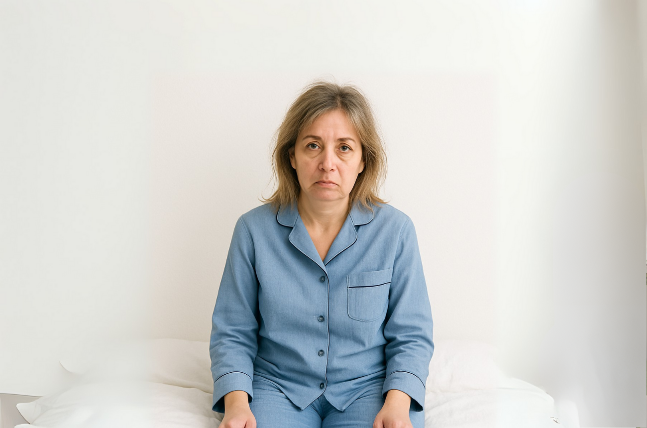 consecuencias del insomnio crónico, trastornos del sueño y enfermedades como el síndrome de apnea, fatiga crónica, ansiedad ,depresión,trastornos menstruales, sexuales y alteraciones cognitivas causadas por mal descanso o un colchón viejo. Ideal para ilustrar el impacto de no dormir bien en la salud física y mental.
