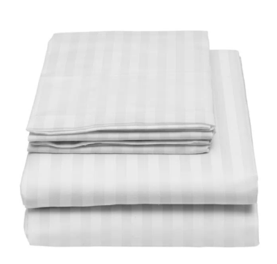 JUEGO DE SÁBANAS 300 HILOS BLANCO RAYAS