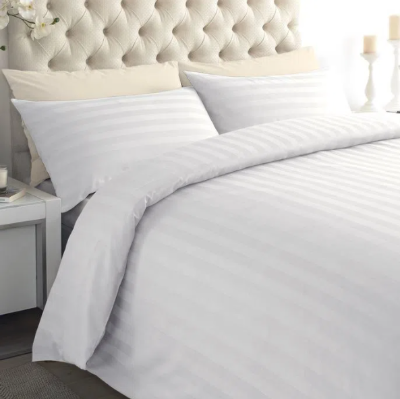 JUEGO DE SÁBANAS 300 HILOS BLANCO RAYAS